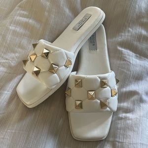 Steve Madden white slide sandals